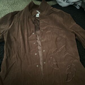 Elegant Brown Women's Suede Jacket